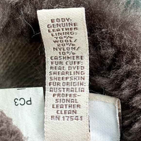 UGG Women's Leather gloves sheepskin collar & knit insert M Size - Picture 12 of 13